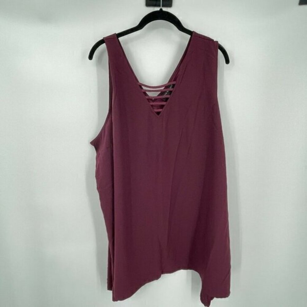 Lane Bryant Blouse 28 Womens Purple V Neck Business Casual Sleeveless Plus